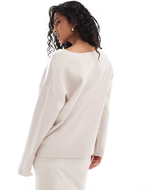 Object structed v neck jumper co-ord in silver grey, 4 of 4