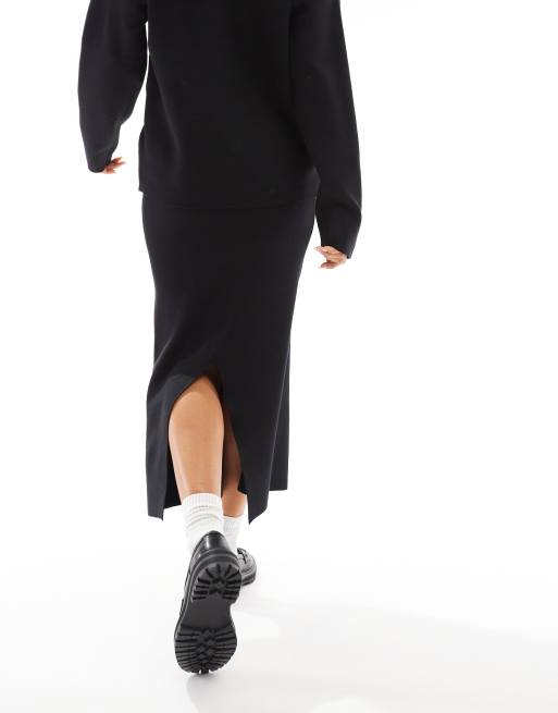 Object structured knit midi skirt co-ord in black, 2 of 5