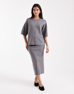 Object Object structured knit midi skirt co-ord in grey