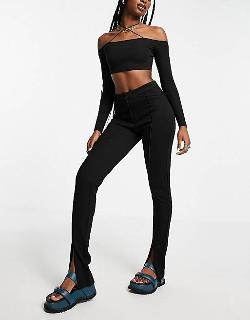 Object structured legging with zip front split