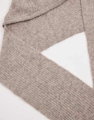 Object Super Soft Knit Hooded Scarf In Neutral