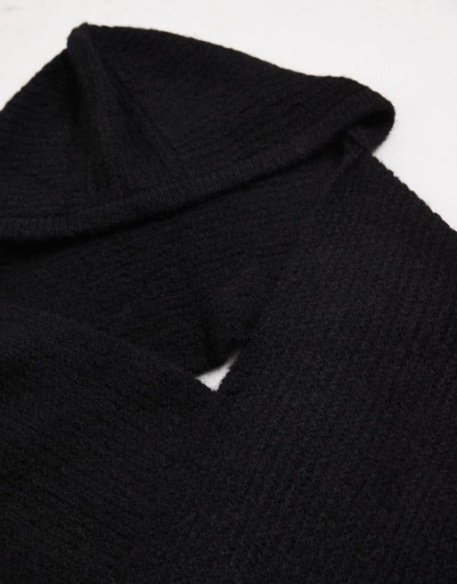 Object super soft knit hooded scarf in black