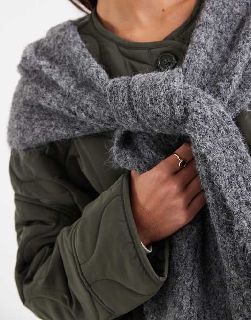 Object super soft knit hooded scarf in heather gray | ASOS