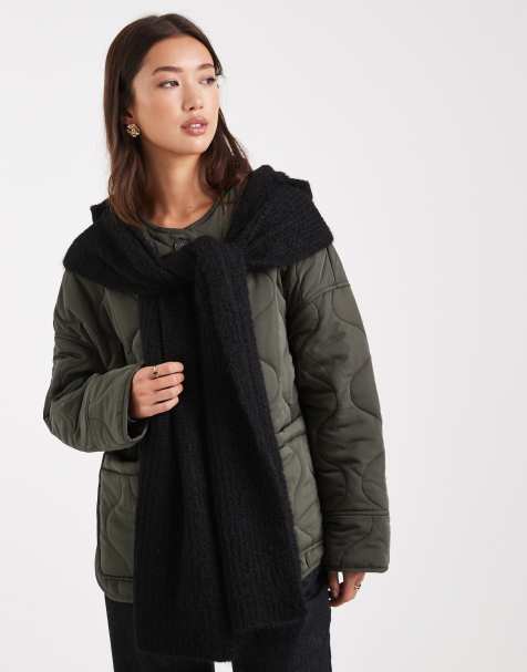 Object super soft knitted hooded scarf in black - view 1