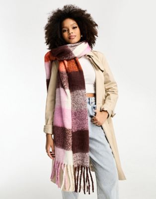 Object supersoft oversized scarf in pink check