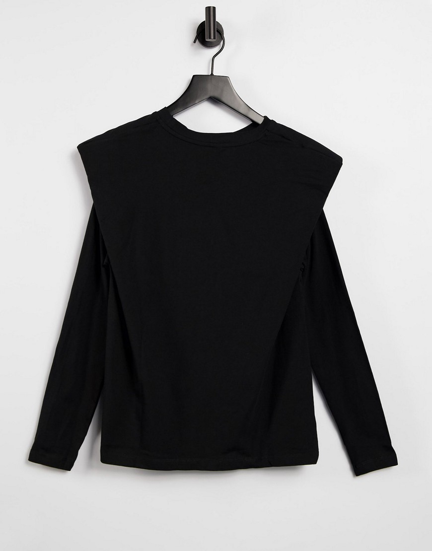 Object - Sweatertop met schouderdetail in zwart