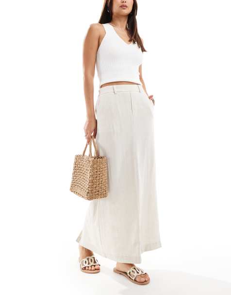 Object tailored ankle length skirt in cream - view 1