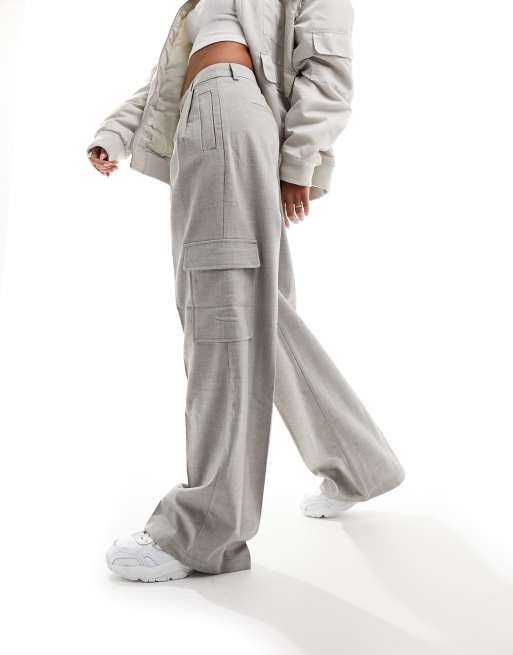 Object tailored cargo pants in gray melange