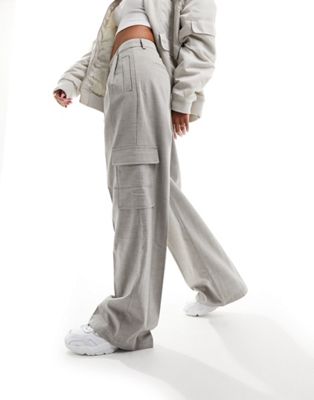 Object tailored cargo trousers in grey melange