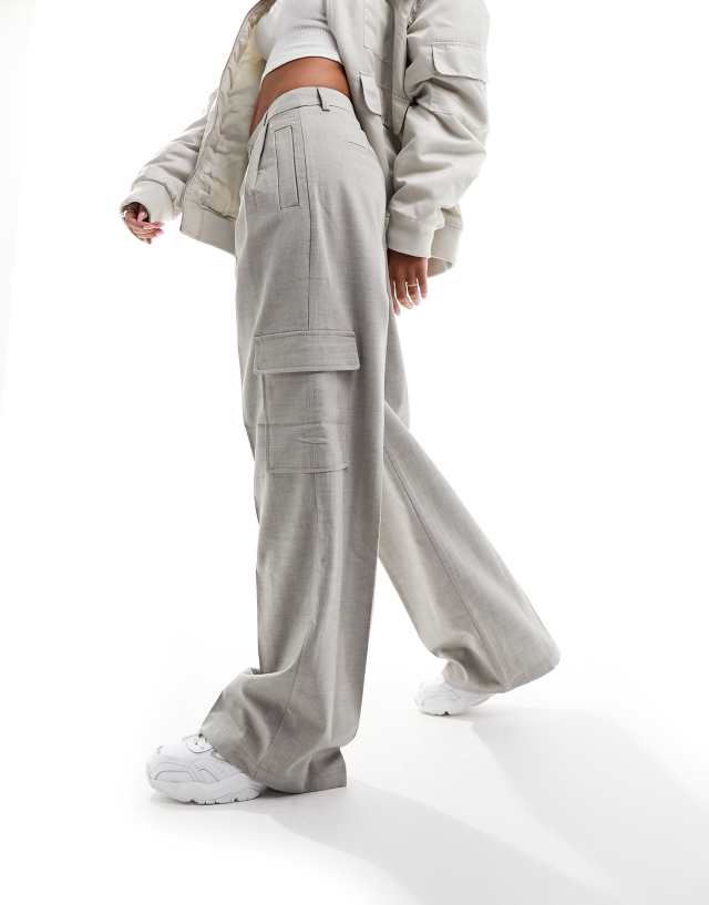 Object - tailored cargo trousers in grey melange