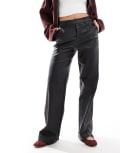 [Object] Object tailored coated wide leg pants in black 34 Black