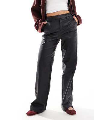 Object Object tailored coated wide leg trousers in black