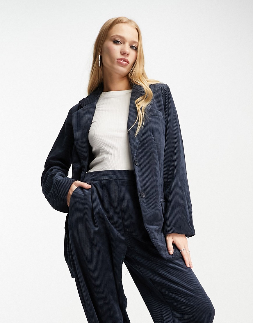 Object tailored cord blazer co-ord in navy