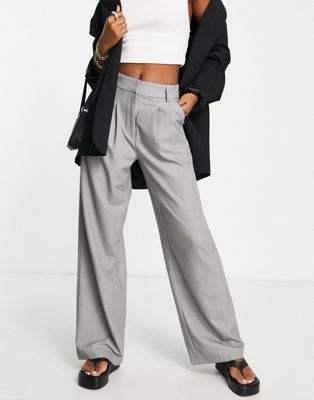 Object tailored dad trousers in grey
