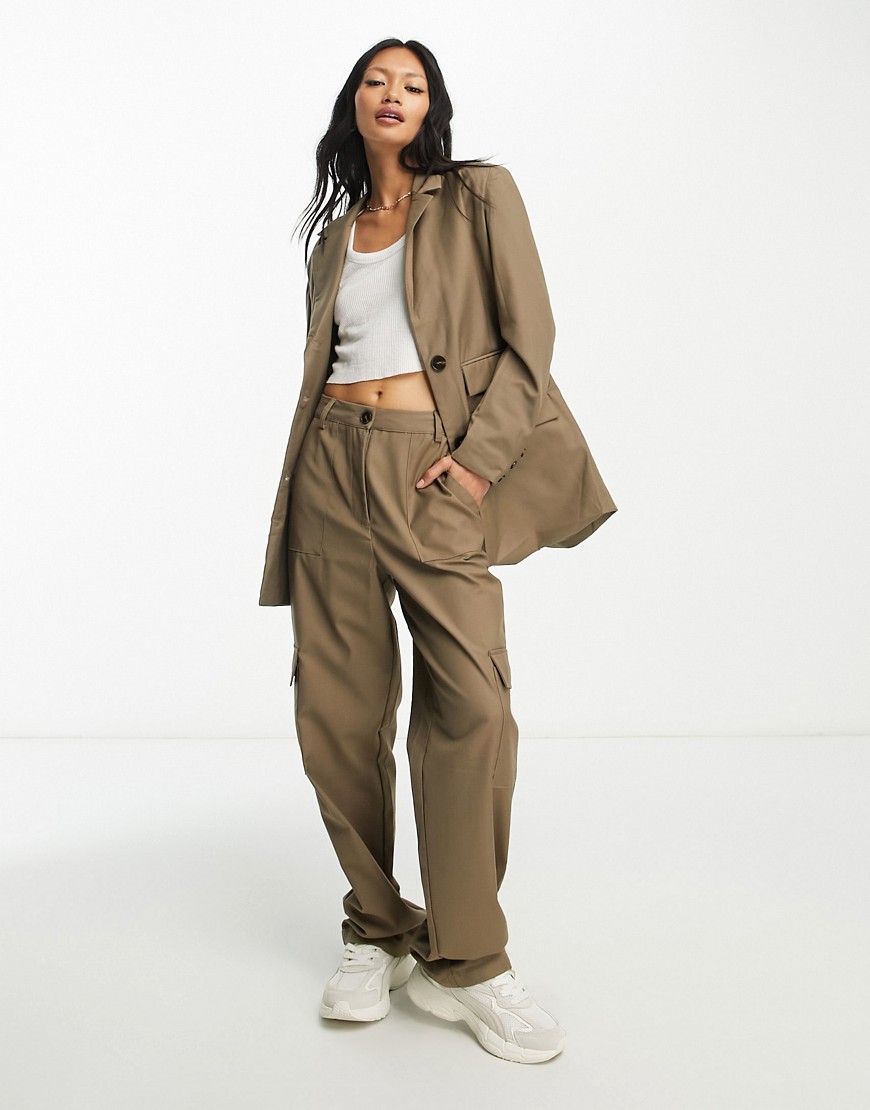 Object tailored utility cargo trouser co-ord in brown