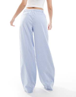 Object Tailored Wide Leg Pants In Blue