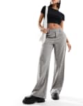 [Object] Object tailored wide leg pants in neutral check 42 Sandshell