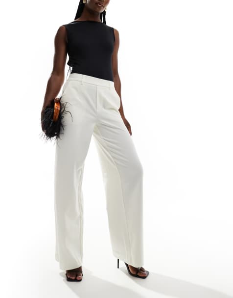 Object tailored wide leg pants in white - view 1