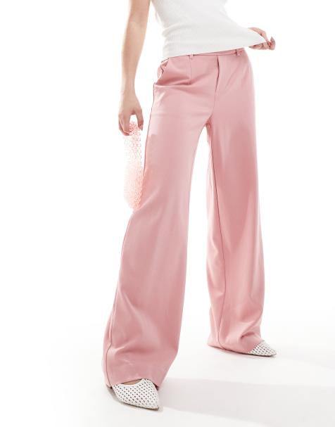 Object tailored wide leg trousers in rose pink - view 1
