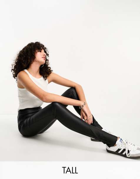Object Tall leather look leggings in black - view 1
