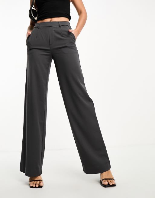 Object Tall mid rise pull on smart pants in gray