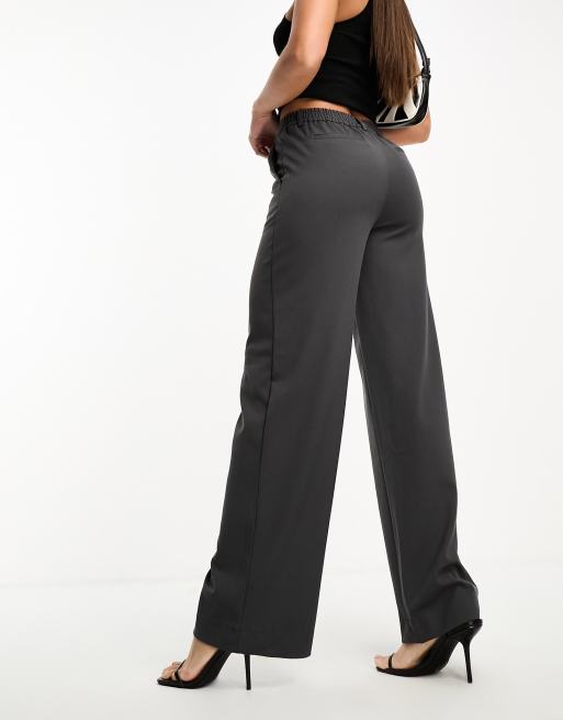 Object Tall mid rise pull on smart pants in gray, 3 of 4