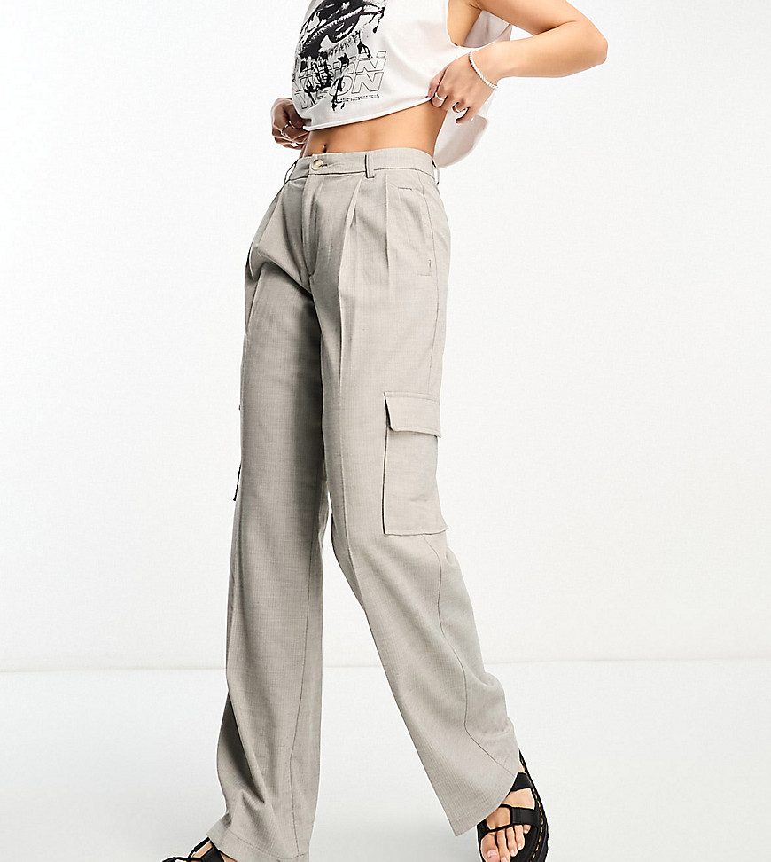 Object Tall tailored cargo trousers in grey melange