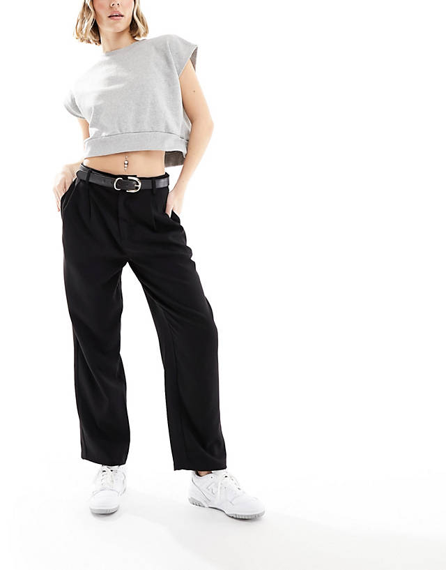 Object - tapered ankle grazer trousers in black