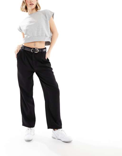 Black ankle hot sale grazer trousers