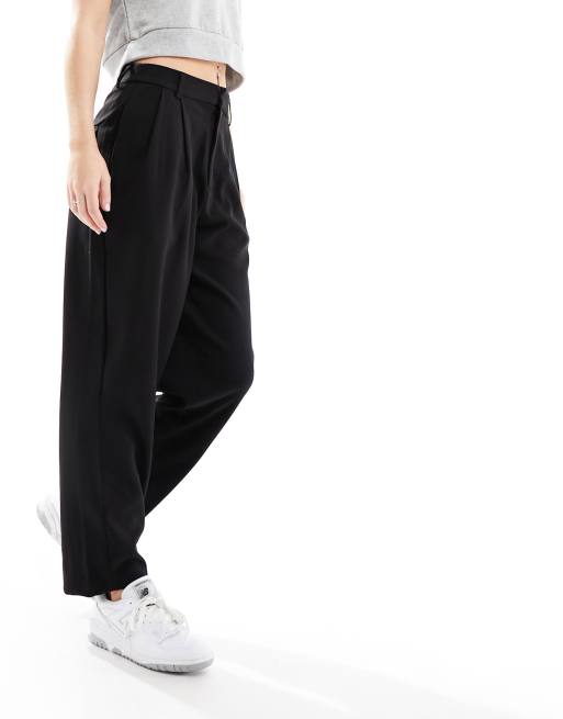 Black ankle grazer trousers sale