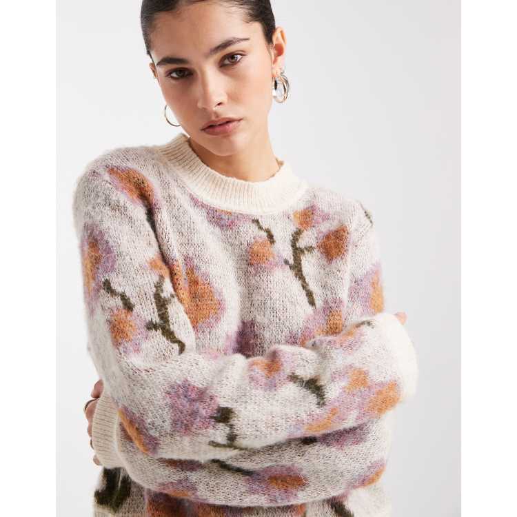 Object tapestry floral knit sweater in cream | ASOS