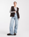 [Object] Object teddy fleece sleeveless jacket in chocolate-Brown 36 Chocholate