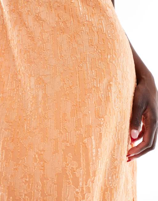 Object textured cami midi dress in orange
