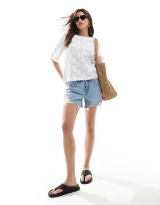 Object Textured Drop Shoulder T-shirt In White
