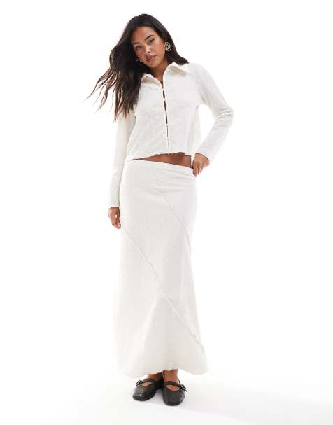 Object textured maxi skirt with seam detail co-ord in tofu - view 1