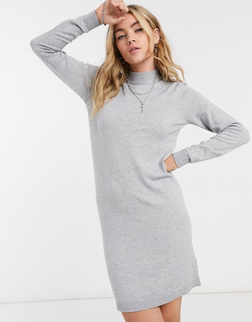 Object Thess knit mini jumper dress in grey
