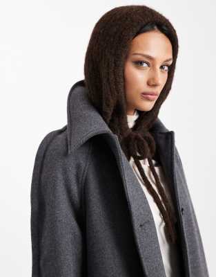 Object Tie Front Rib Knit Bonnet Balaclava In Brown