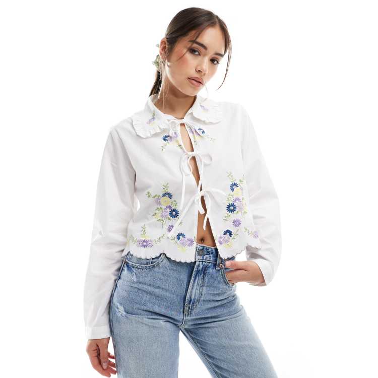 ジャケット・アウター AMERI VINTAGE FLOWER EMBROIDERY SHIRT Ameri（アメリ）の「MEDI VINTAGE FLOWER EMBROIDERY SHIRT