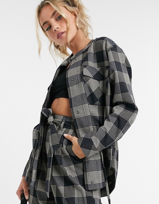 Object tie waist shirt co-ord in check print