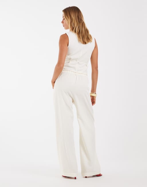 Object tie waist tailored pants in cream - part of a set, 3 of 5