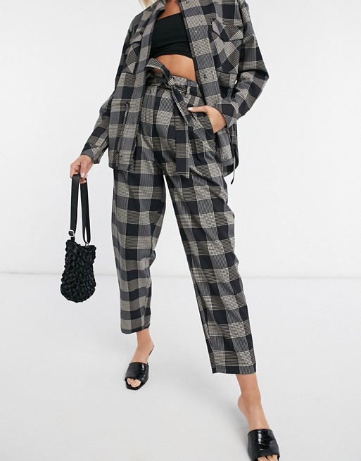 Object tie waist trouser co-ord in check print