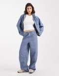[Object] Object tie waist wide leg jeans in light blue wash (part of a set) 6-8 Light Blue Denim