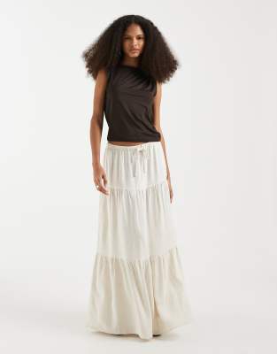 Object tiered boho linen mix maxi skirt in sandshell sandshell 20290₽