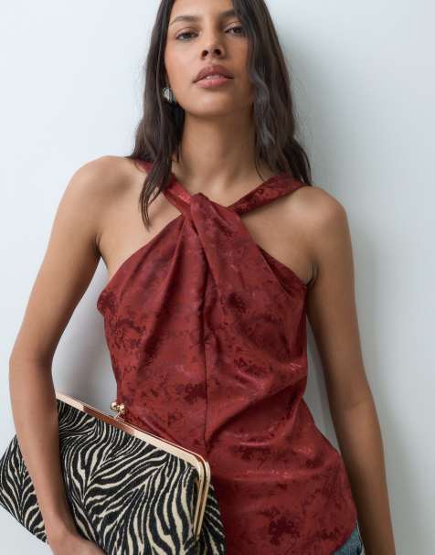 Object top con cuello halter estampado en cobre - view 1