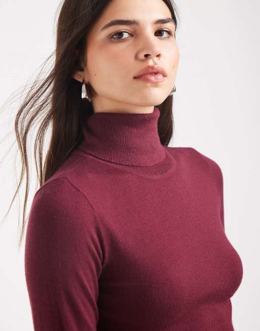 Object - top de punto de manga larga con cuello vuelto en burdeos, 4 de 4