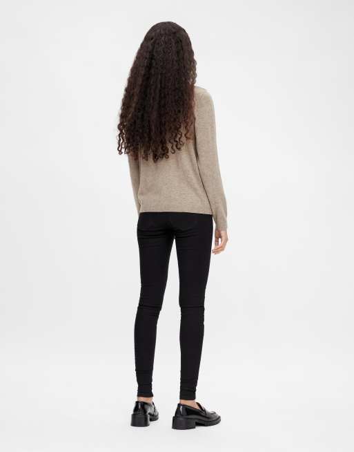Object - Top dolcevita a maniche lunghe in maglia marrone chiaro, 3 di 4
