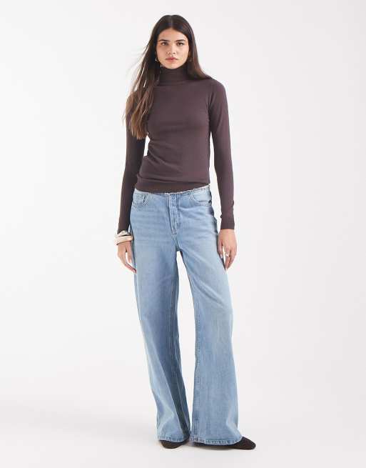 Object top lavorato a maglia a maniche lunghe con dolcevita marrone, 2 di 4