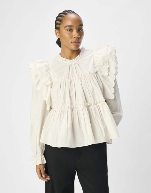Object - Top met lange mouwen in wit zand