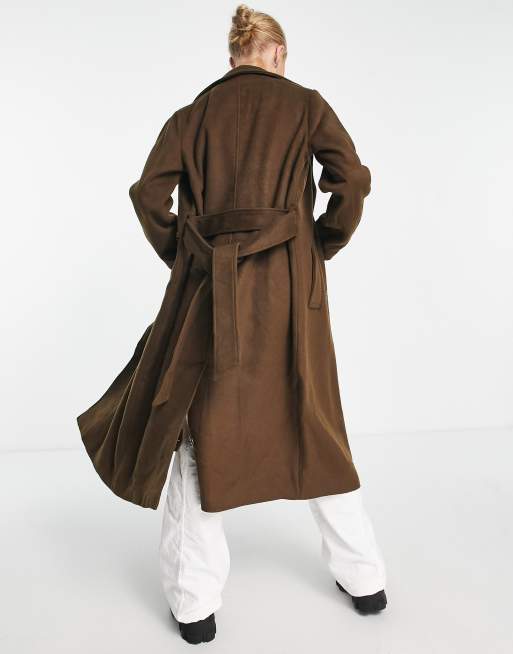 Object Trench coat en laine m lang e Marron ASOS