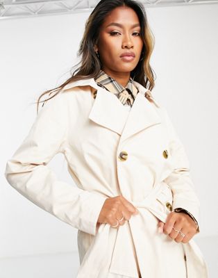 Manteaux et vestes Object - Trench-coat mi-long en coton biologique - Écru